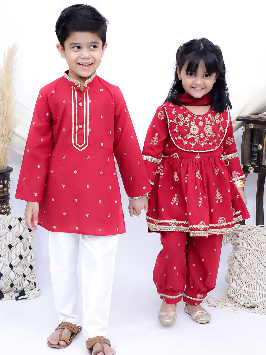 Meherbaan Crimson Red Sibling Set