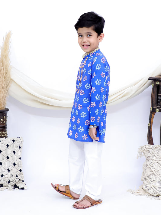 Neelkanth Blue Jaipuri Bandhani Kurta Pajama Set