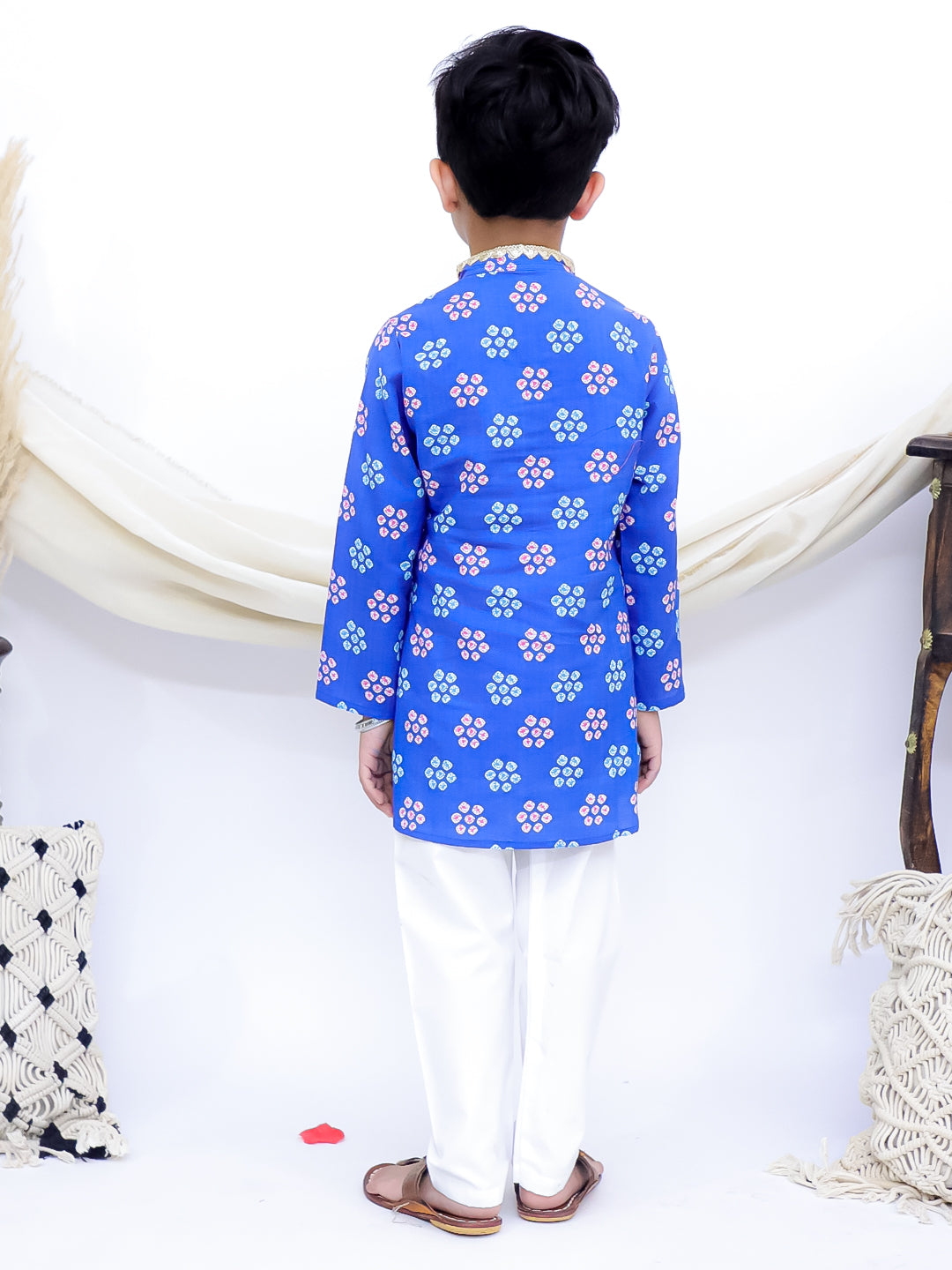 Neelkanth Blue Jaipuri Bandhani Kurta Pajama Set