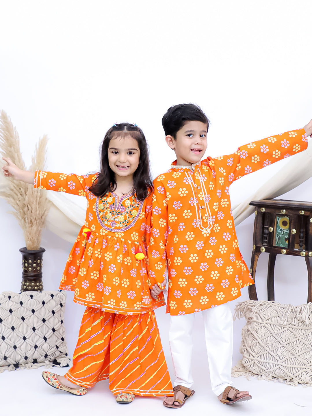 Rangrez Sunset Orange Sibling Set