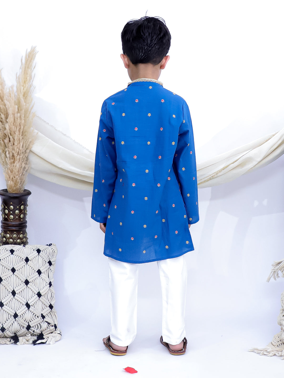 Riwaaz Royal Blue Traditional Jaipuri Print Kurta Pajama Set