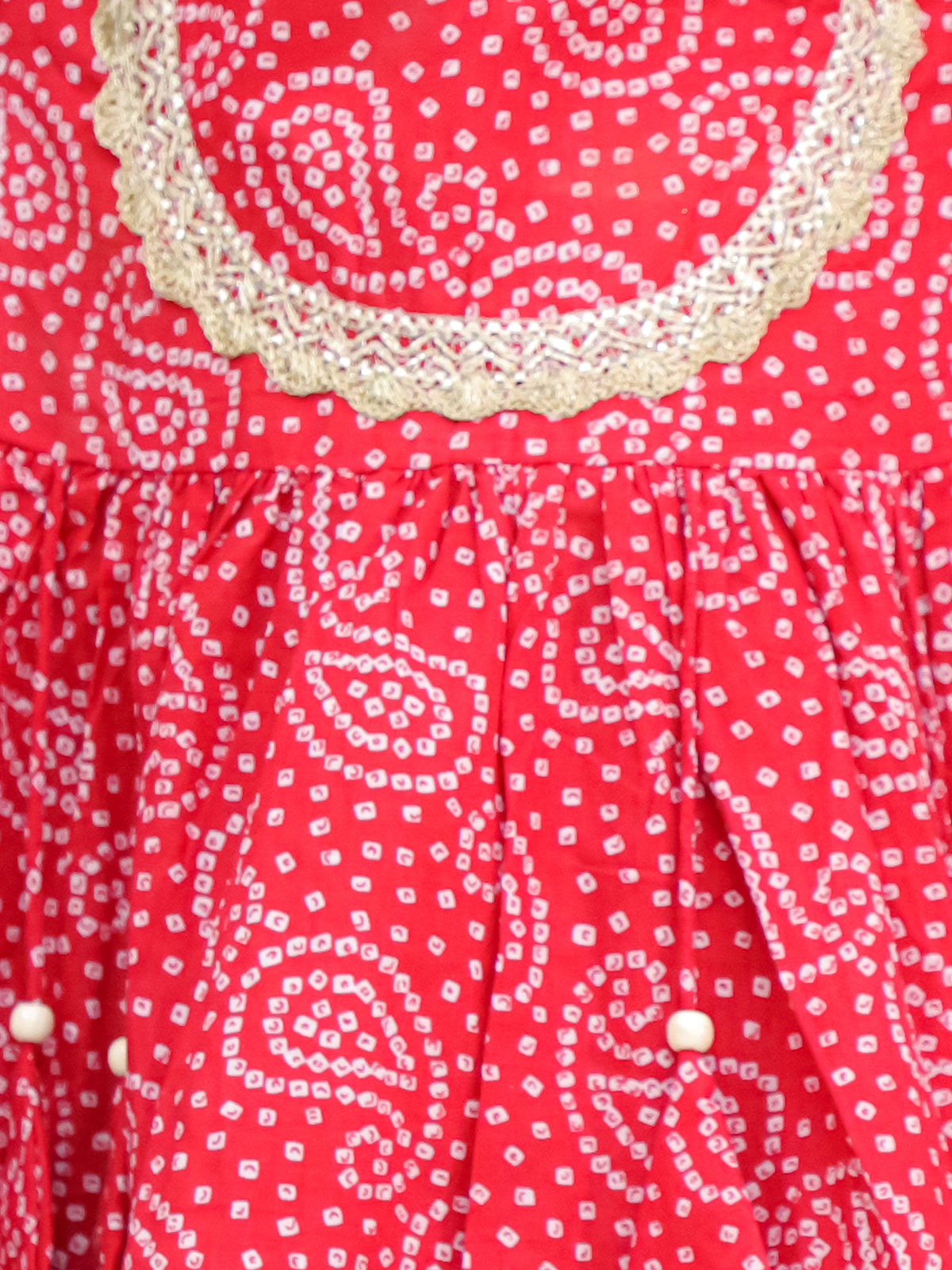 Bandhani Edits Red Girls Sharara Kurti With Mul Dupatta