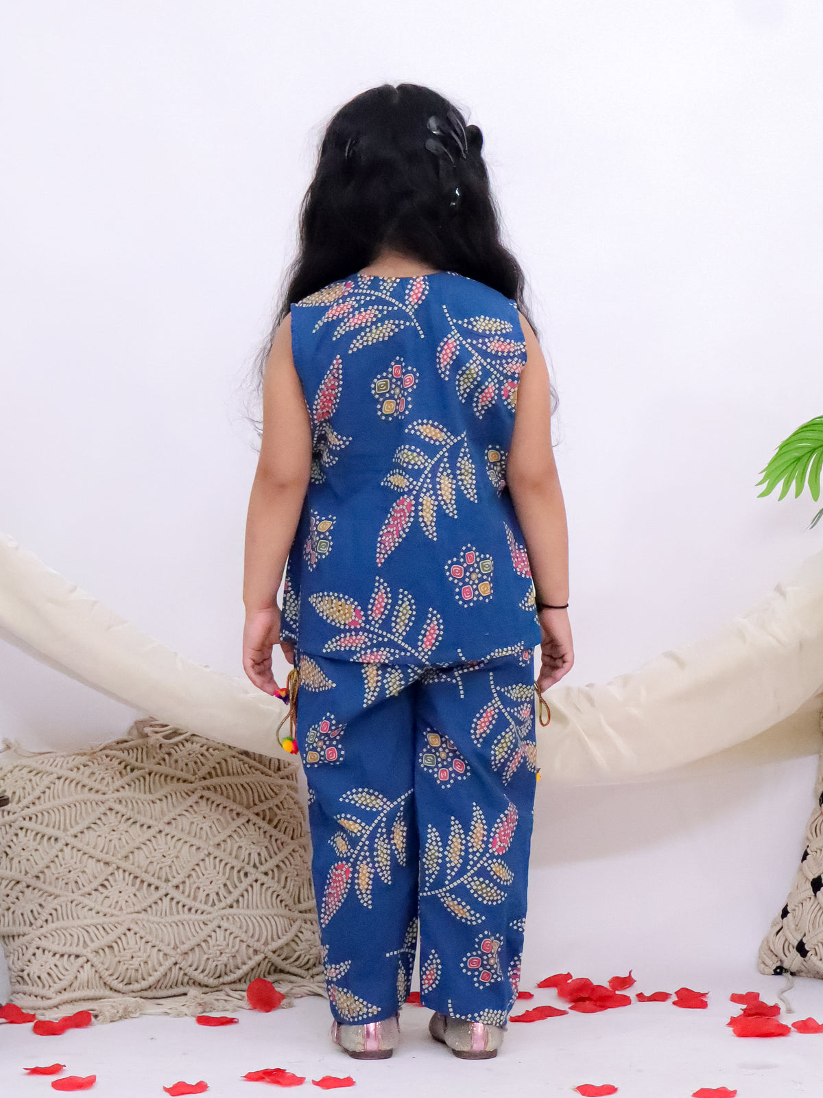 Meher Blue Pom-Pom Printed Co-Ord Set