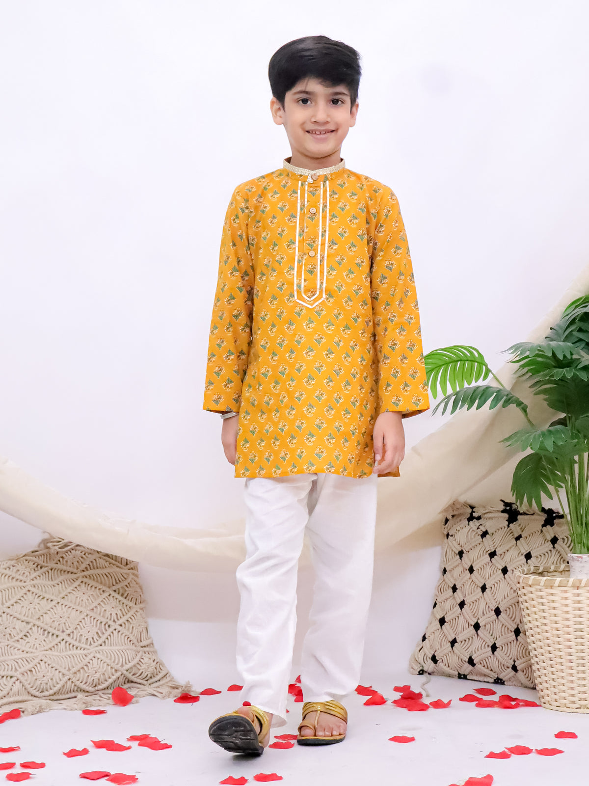 Utsav Jaipuri Printed Boys Kurta Pajama Set