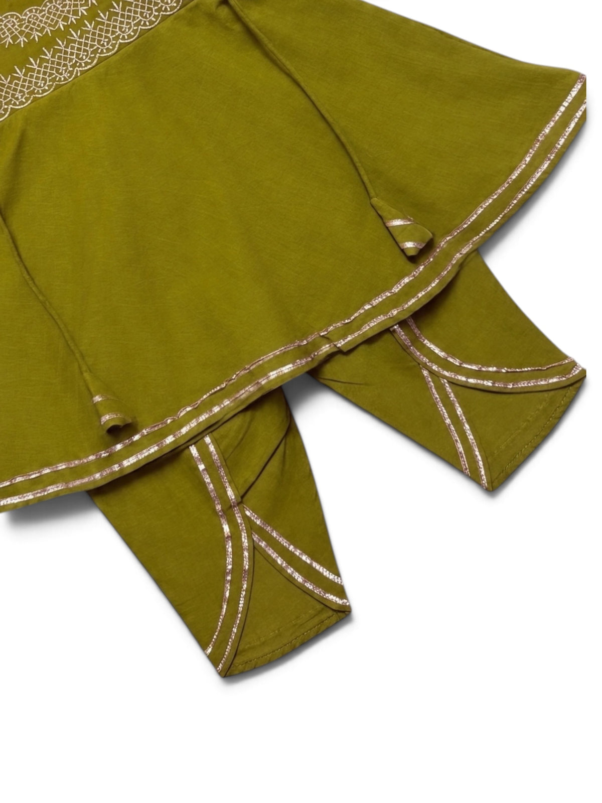 Hawa Mahal Green Embroidery Girls Dhoti Kurti