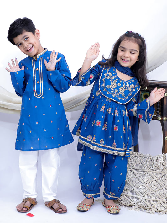 Rangrez Royal Blue Sibling Set