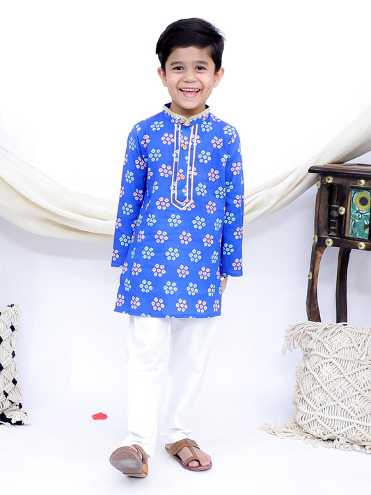 Neelkanth Blue Jaipuri Bandhani Kurta Pajama Set