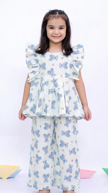 Teddy Tales Girls Printed Casual Co-Ord Set