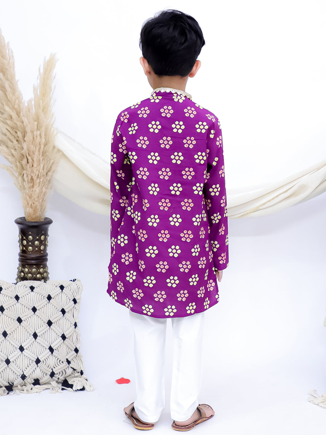 Rang Mahal Purple Jaipuri Bandhani Kurta Pajama Set