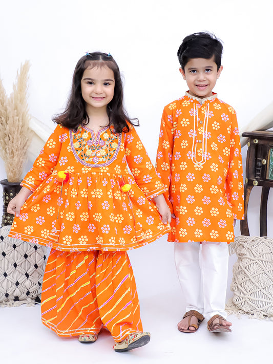 Rangrez Sunset Orange Sibling Set