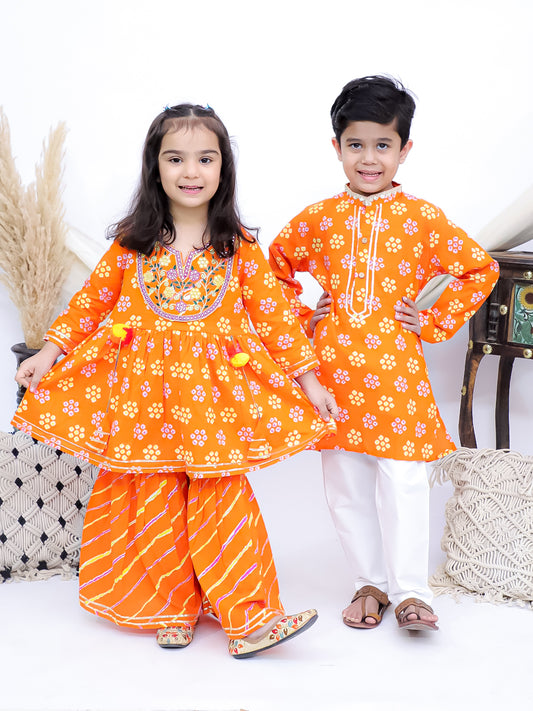Rangrez Sunset Orange Sibling Set