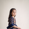 Sanjh Blue Floral Girls Kurti lehenga with Dupatta