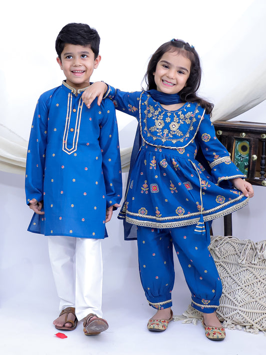 Rangrez Royal Blue Sibling Set