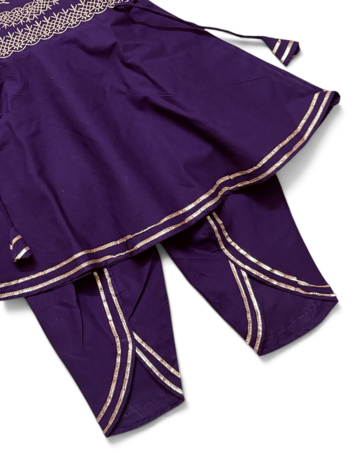 Hawa Mahal Purple Girls Embroidered Kurti Dhoti