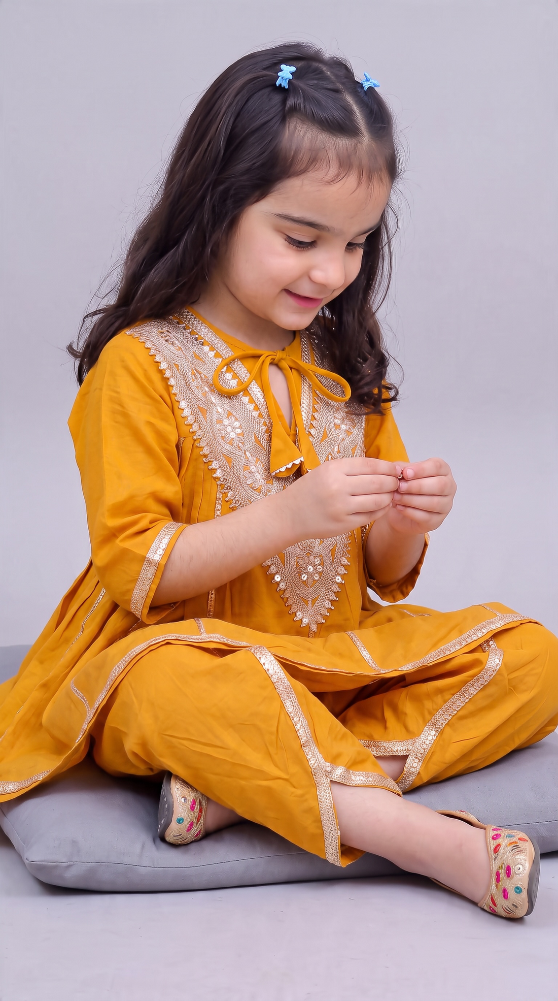 Amer Yellow Girls kurti dhoti