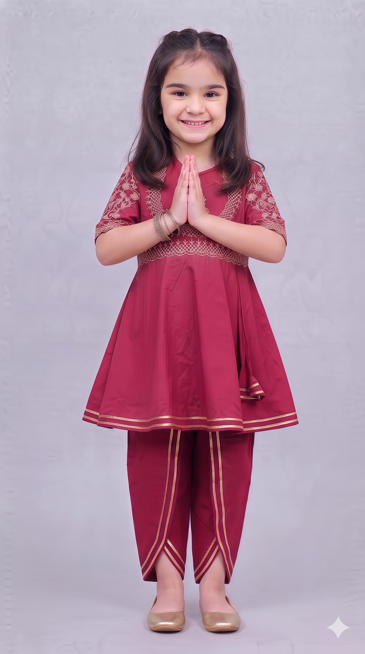Hawa Mahal Rust Pink Embroidery Dhoti Kurta