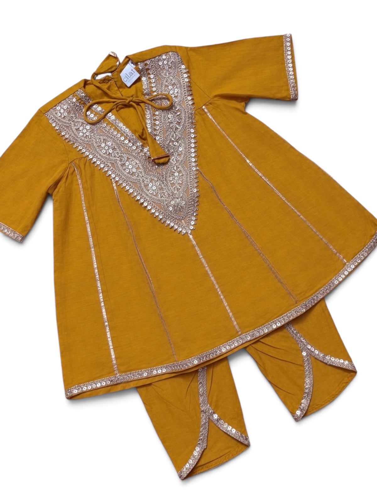 Amer Yellow Girls kurti dhoti