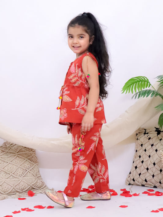 Aarohi Rust Pom-Pom Printed Co-Ord Set