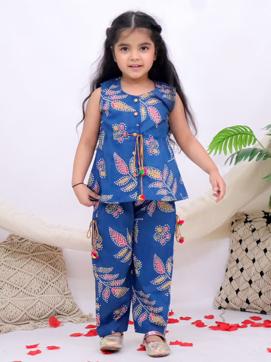 Meher Blue Pom-Pom Printed Co-Ord Set