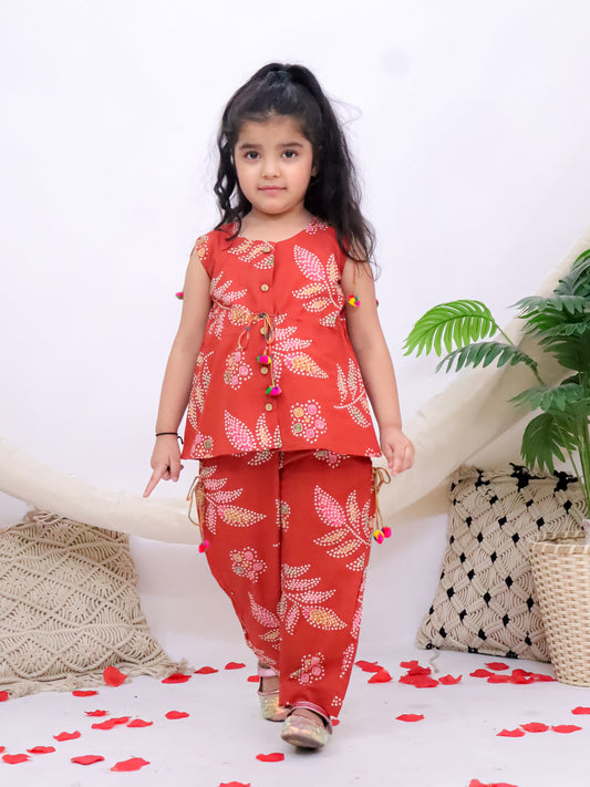 Aarohi Rust Pom-Pom Printed Co-Ord Set