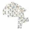 Playful Monkey Blue Printed Cotton Night Suit Set
