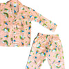 Dreamy Rainbow Peach Pink Printed Cotton Night Suit Set